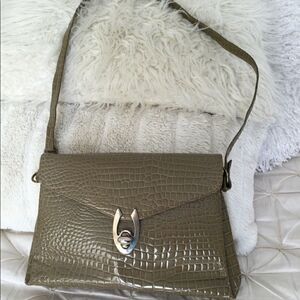 Vintage Tan, purse, alligator, croc look